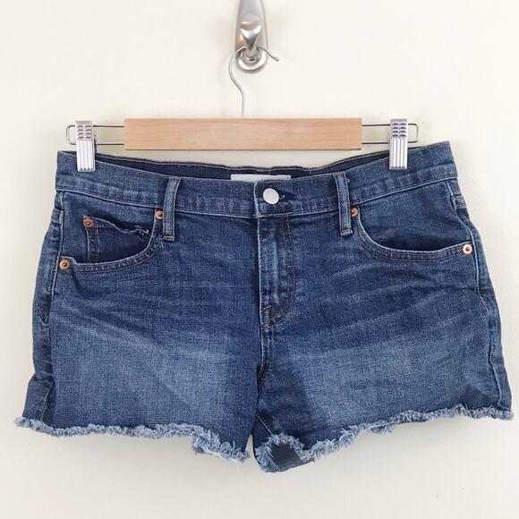 Gap 1969 stretch denim mid rise blue jean cutoff classic shorts frayed womens 27 - Picture 2 of 8